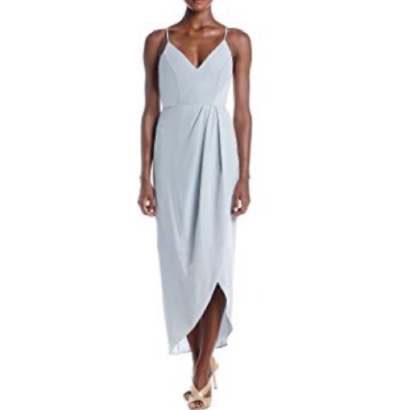 Xscape Dresses & Skirts - X-Scape Formal Wrap Midi Dress High-Low Dusty Blue